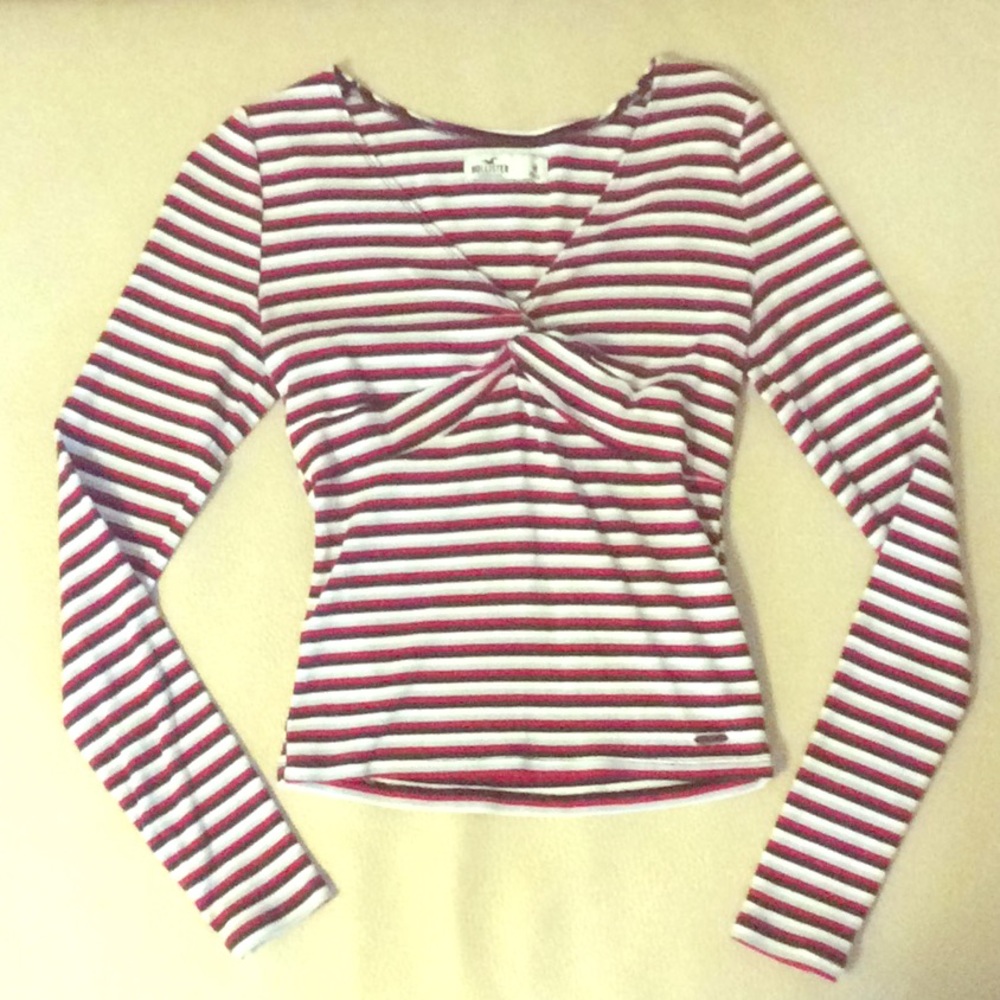 Striped Hollister Long Sleeve Crop Top